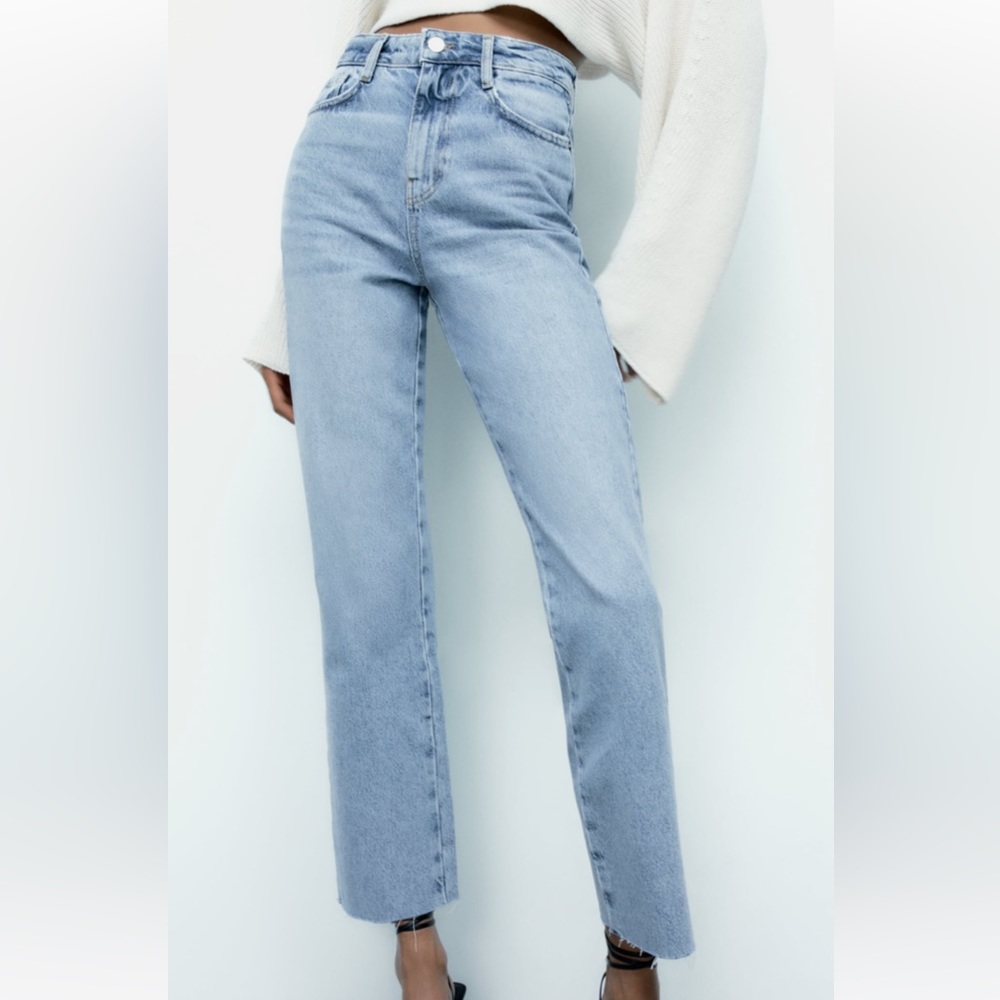 Zara High Rise Straight Leg Jeans